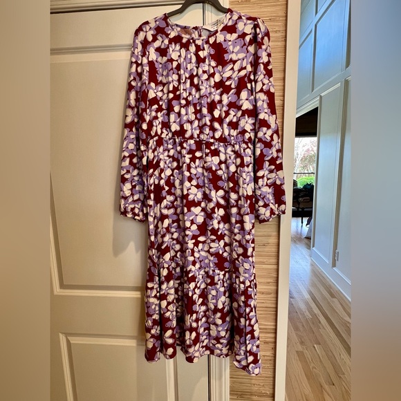 Lavender Floral Midi Dress, NWT, size Large - Picture 5 of 8